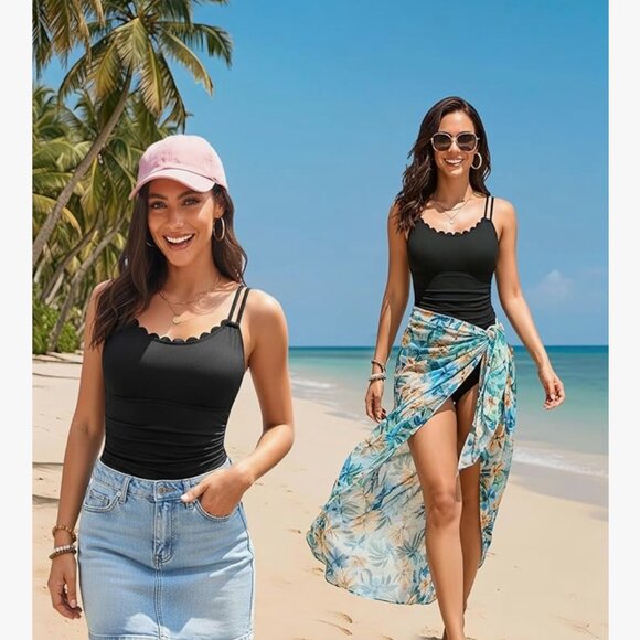 BLACK SIZE LARGE ONE-PIECE SWIMSUIT-NEW - Picture 2 of 6